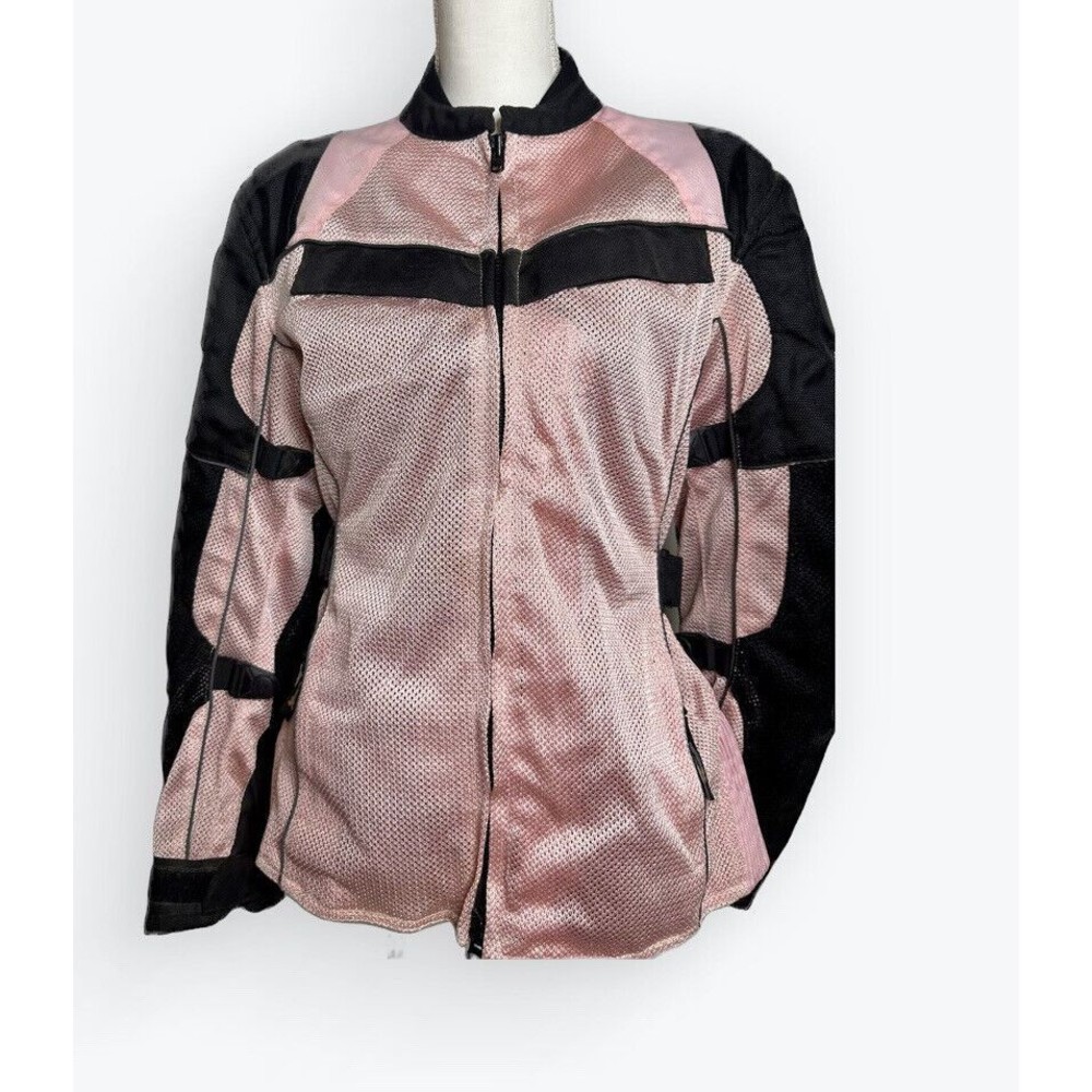 X-ELEMENT Womens Size Large Motorcycle Jacket Padded Adjustable Pink & Black